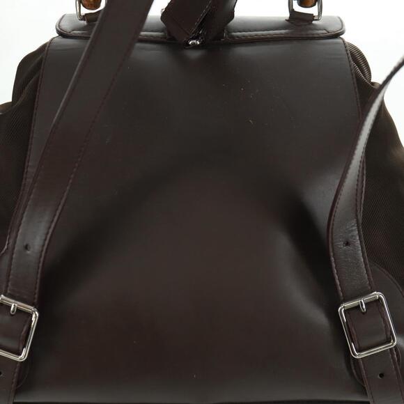 GUCCI Bamboo Backpack Nylon Brown Silver 003 2058 0016 5 Auth 161352 main image 10